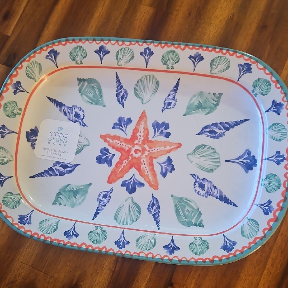 Sigrid Olsen Vibrant Starfish Ceramic Melamine Platter.